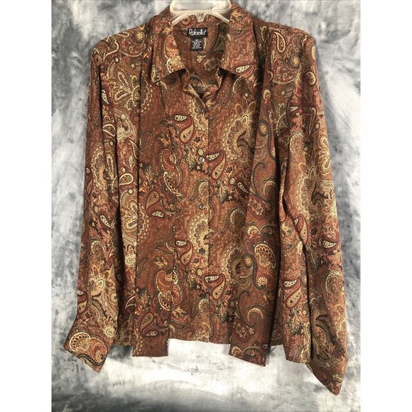 Rafaella Tops - Rafaella Womens Pasel Blouse14 Button Up Blouse Long Sleeve Front Tie